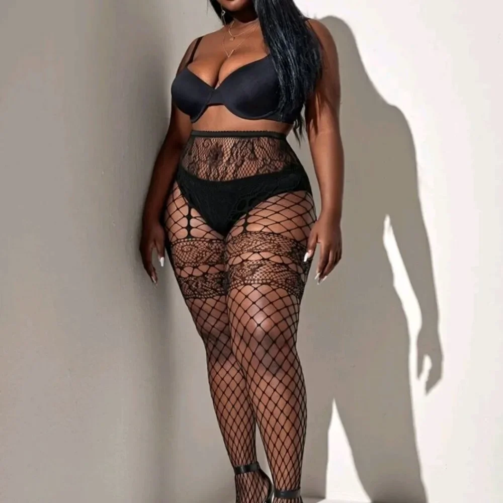Plus Fishnet Cut-out Tights - Picture 3 of 5
